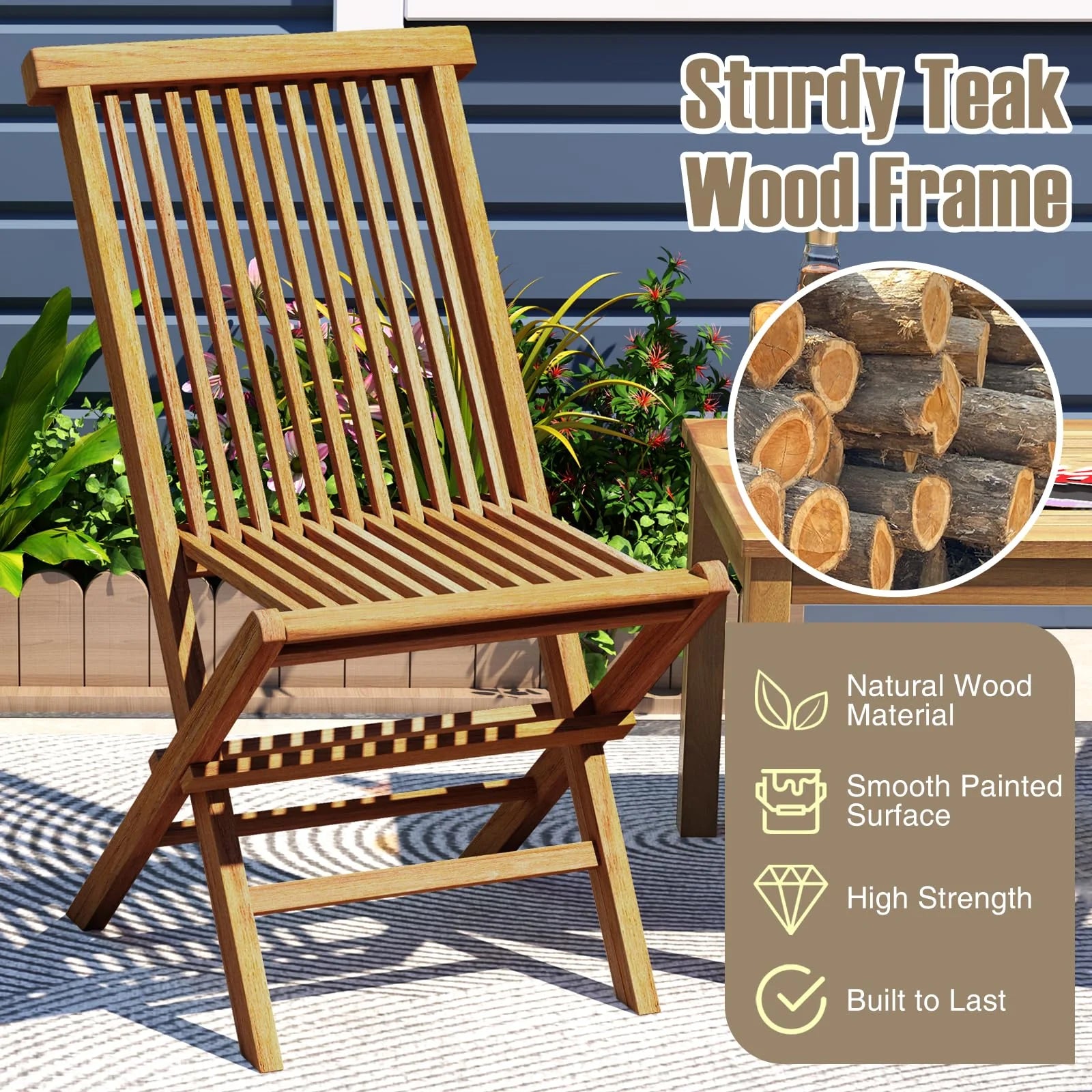 Tangkula 3 Pieces Folding Patio Bistro Set - Product image 8