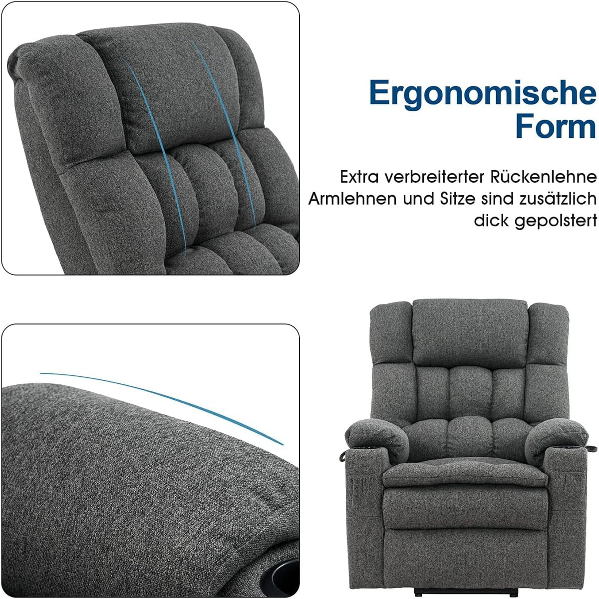MCombo 7546 Electric Relaxation Chair with 3 Separately Adjustable Motors