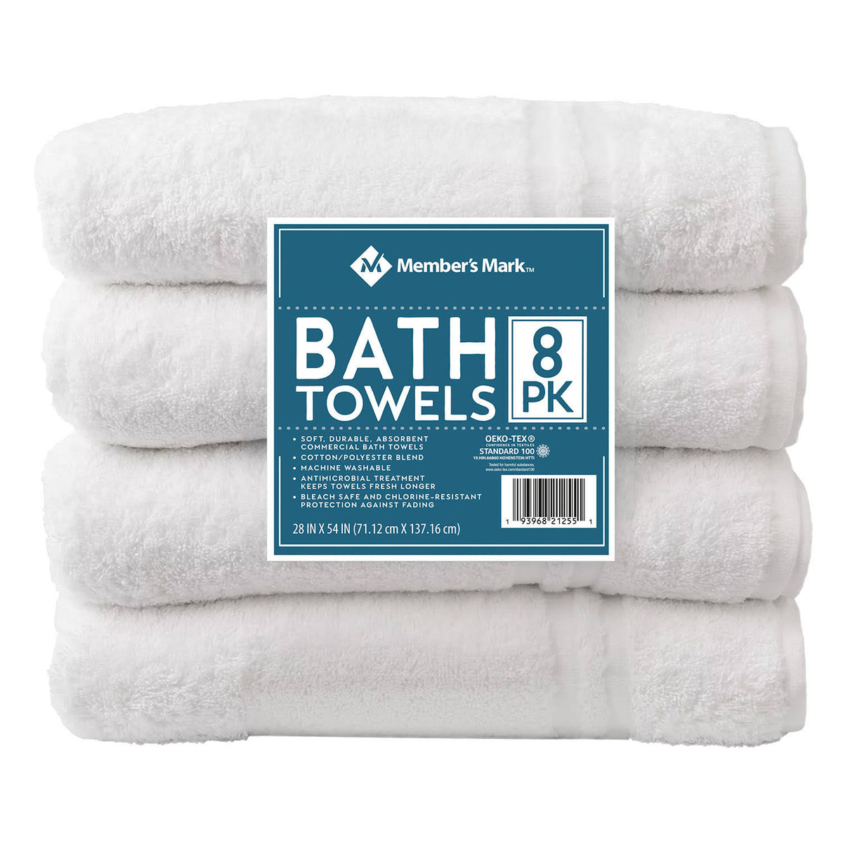 Member's Mark Commercial Hospitality Bath Towels, White (8 Count) - Product image 1