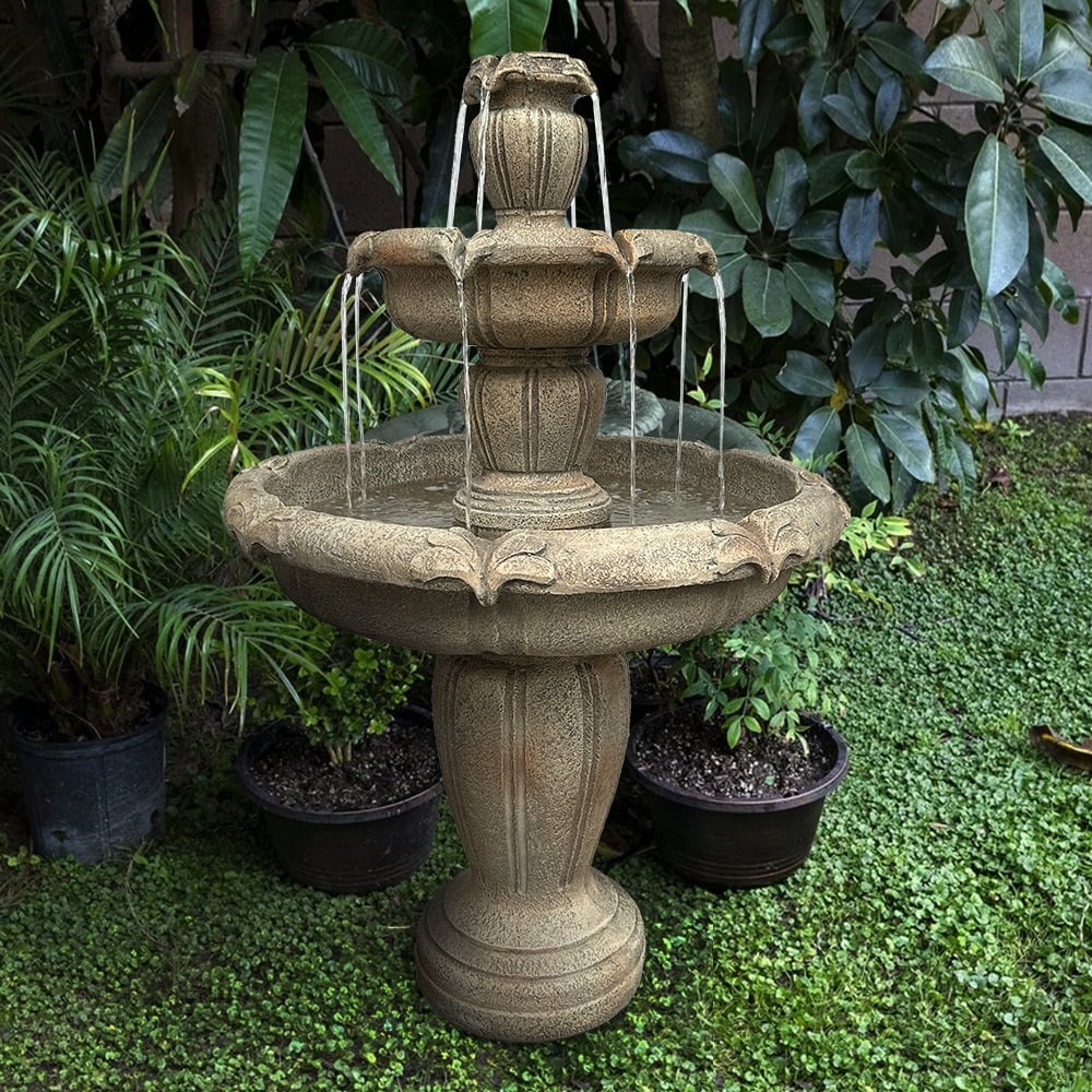 Indoor/Outdoor 3 - Tiers Concrete Floor Water Fountain with Electric Pump for Patio Lawn Home Decor - Product image 5