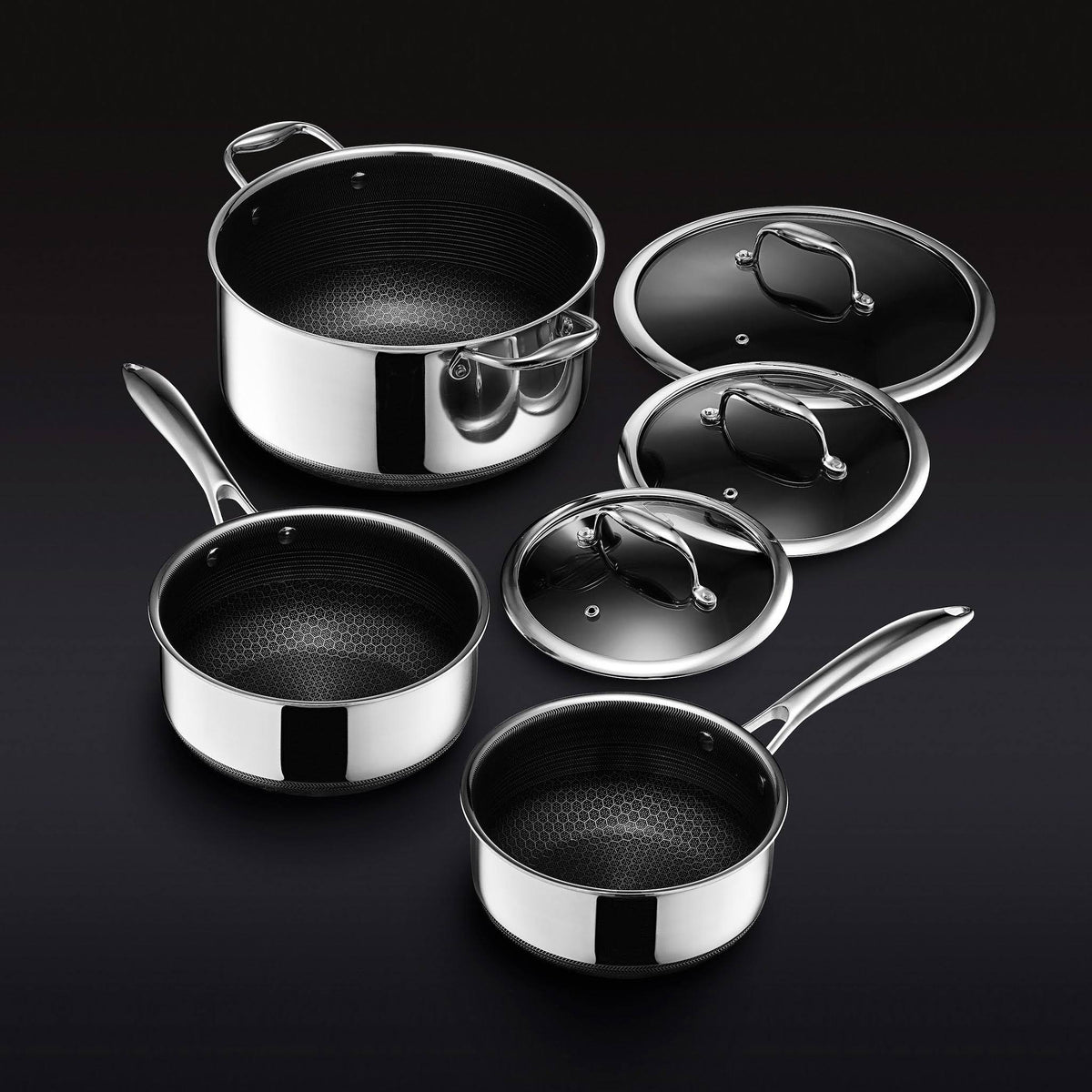 HexClad Hybrid Cookware 6 Piece Pot Set with Lids - Product image 1