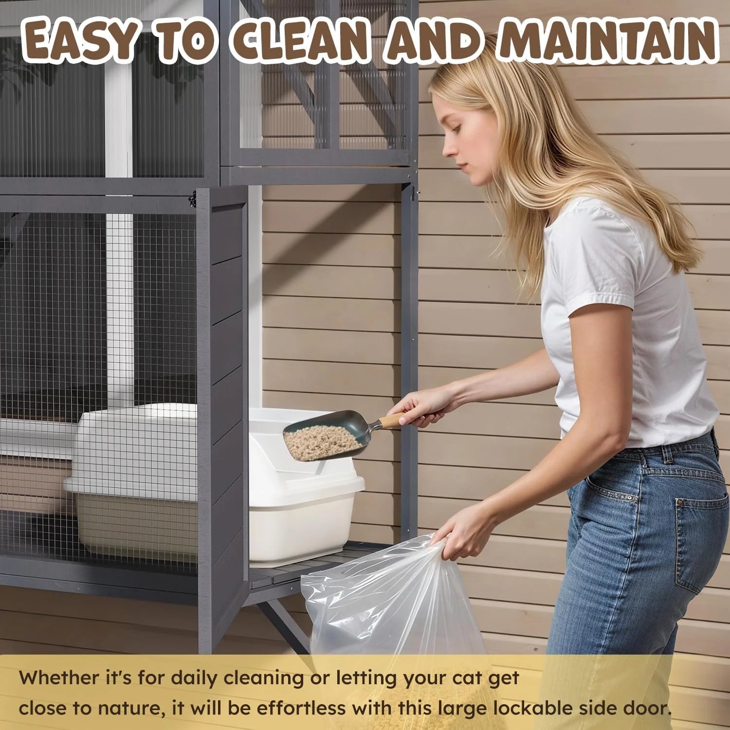 AECOJOY Catio Outdoor Cat Enclosure with Window Access, Large Window Catio Wood Cat House with 4 Platforms - Product image 6