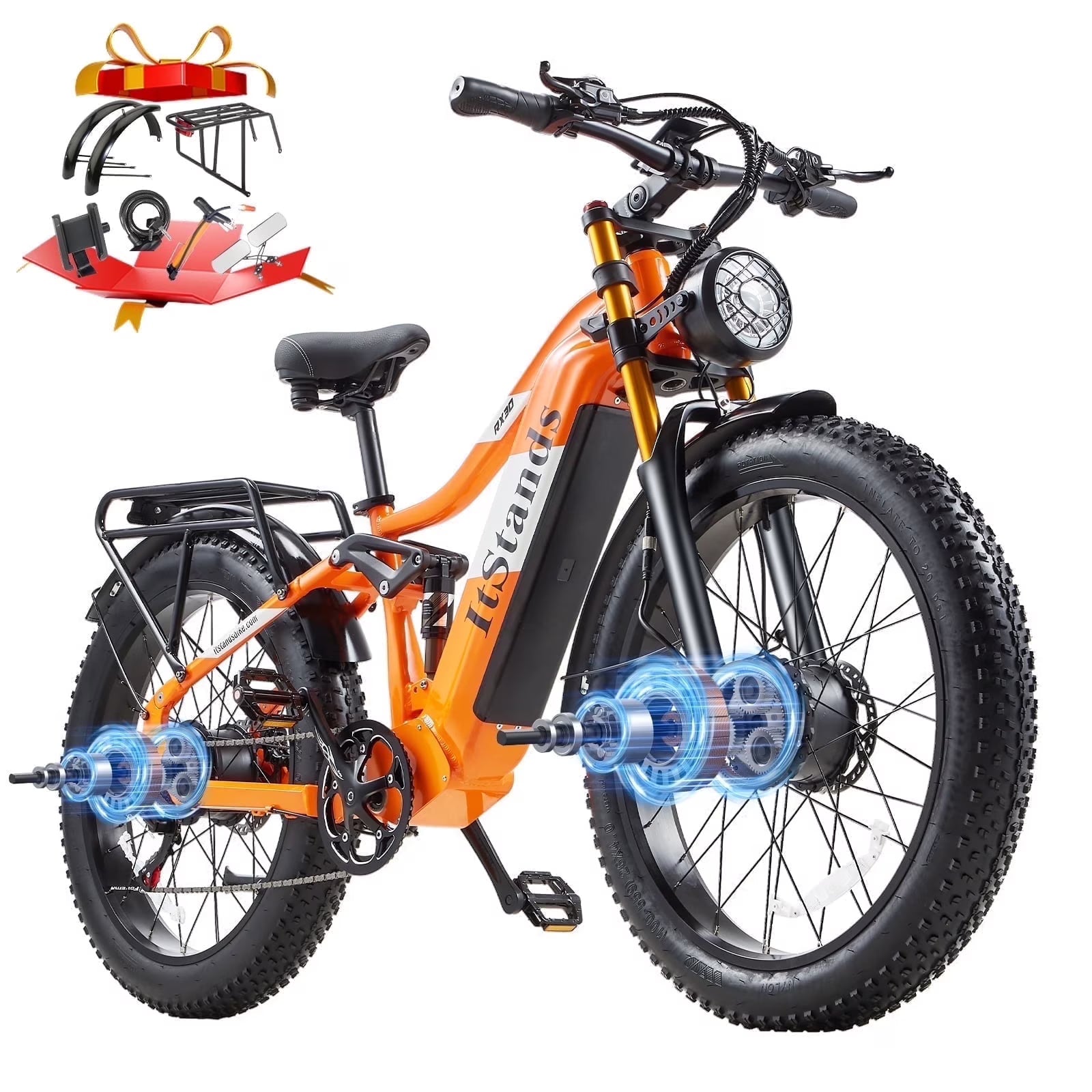 Dual Motors AWD 2000W Electric Bike for Adult 26'', UL2849 48V 30AH Removable Battery E - Product image 5