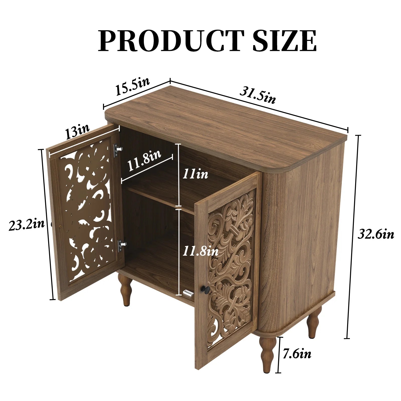 HLR 48" Accent Cabinet with 4 Doors, Vintage Hollow Carving Storage Credenza - Product image 19
