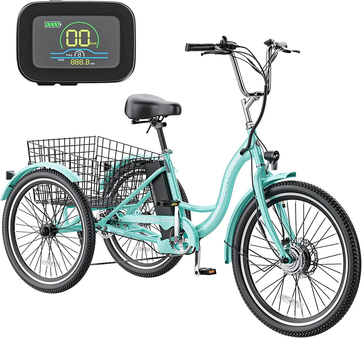 MOONCOOL Electric Tricycle, 350W 36V 24 in 7 Speeds 3 Wheels Electric Bikes for Adults - Product image 13