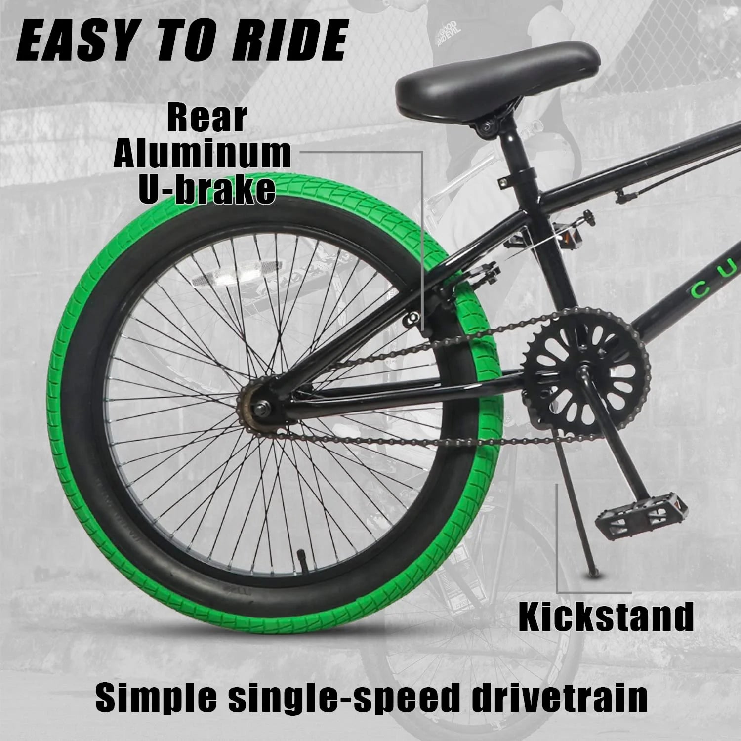 Cubsala 20 in Kids BMX Bike Freestylefor Age 6 - 14 Years Old Boys Girls with 4 Pegs, Black with Red Tires - Product image 27