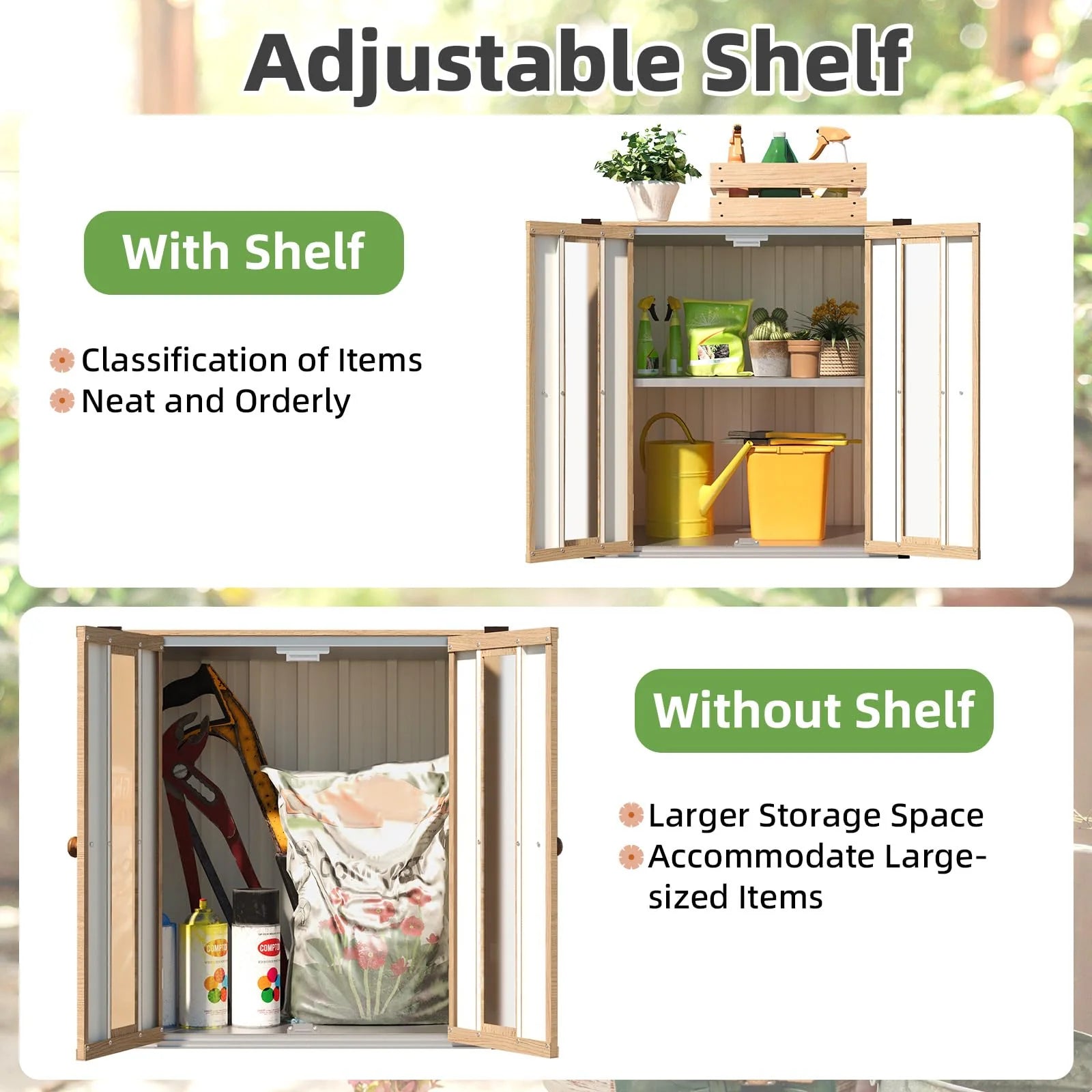 AECOJOY Small Outdoor Storage Cabinet Waterproof with Shelves, Vertical Garden Storage Sheds - Product image 4
