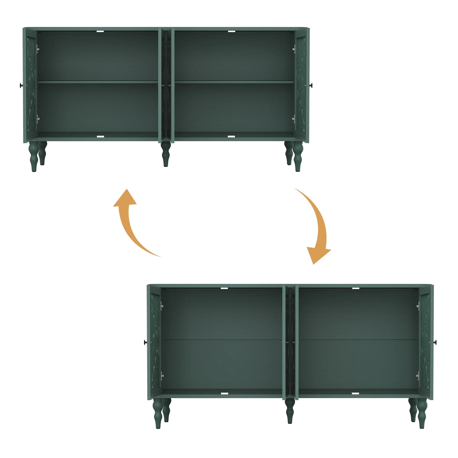 HLR 48" Accent Cabinet with 4 Doors, Vintage Hollow Carving Storage Credenza - Product image 81