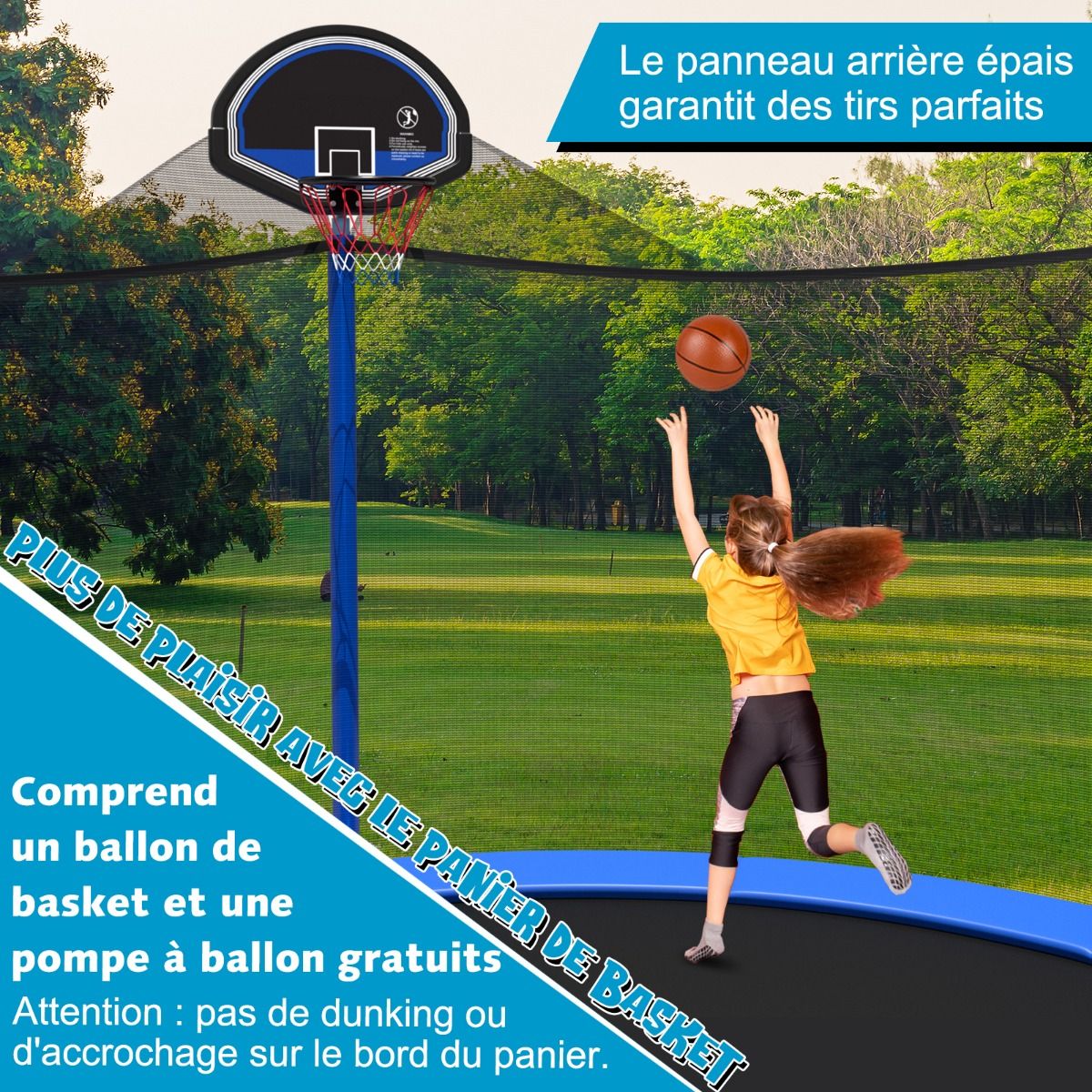 Outdoor Trampoline Ø366 cm Trampoline with Basketball Hoop Protective Net Trampoline for Children and Adults -