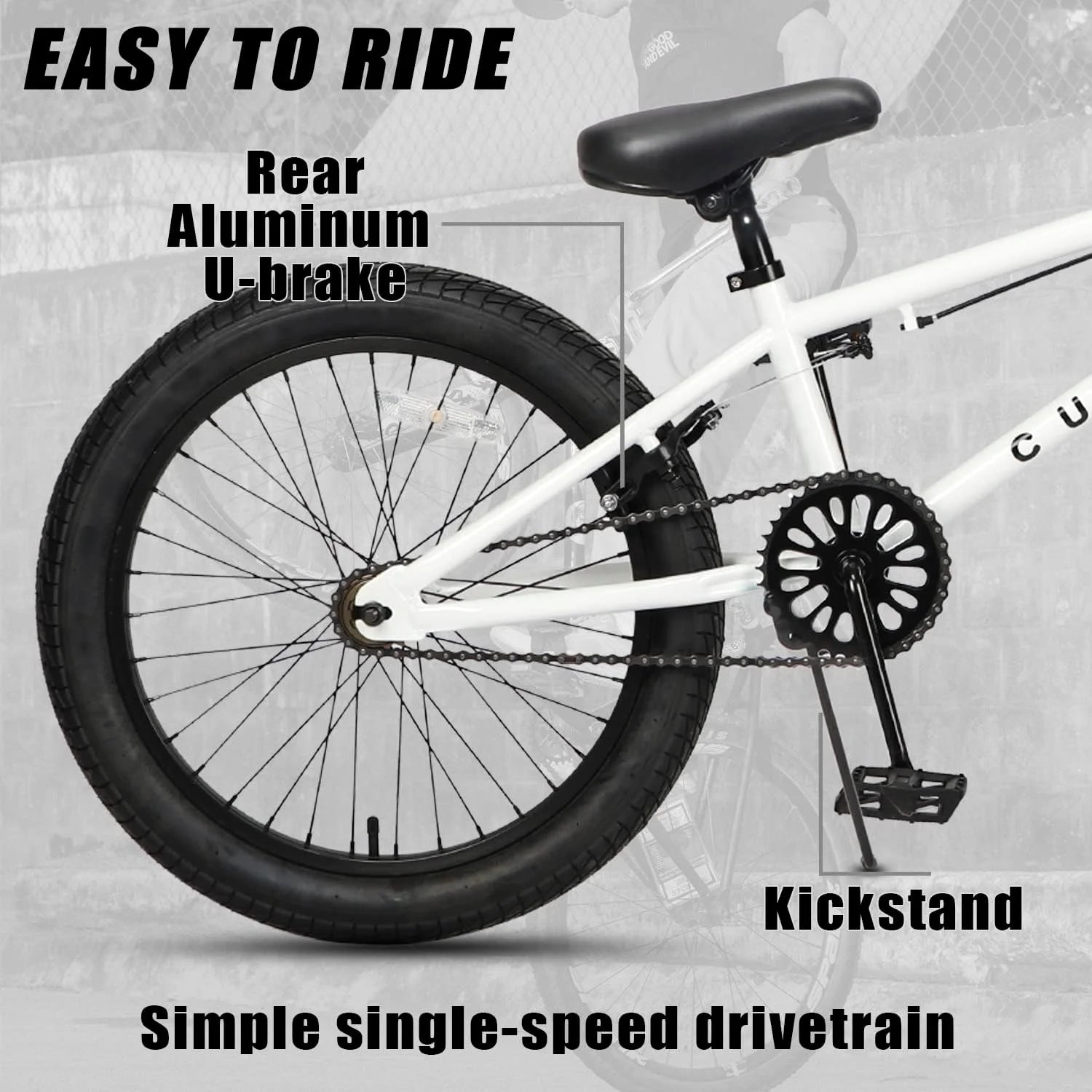Cubsala 20 in Kids BMX Bike Freestylefor Age 6 - 14 Years Old Boys Girls with 4 Pegs, Black with Red Tires - Product image 37