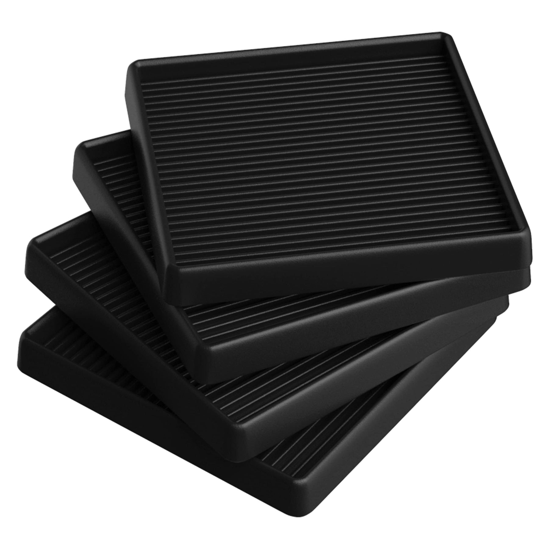 CasterMaster Non Slip Furniture Pads - 5x5 Black Square Rubber Anti Skid Caster Cups Leg Coasters - Couch - Product image 1