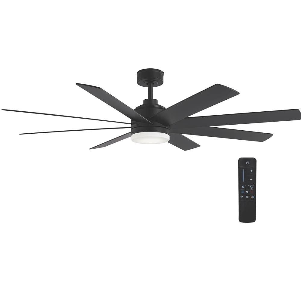 Home Decorators Collection Celene 62 in. LED Indoor/Outdoor Matte Black Ceiling Fan with Light and Remote - Product image 1