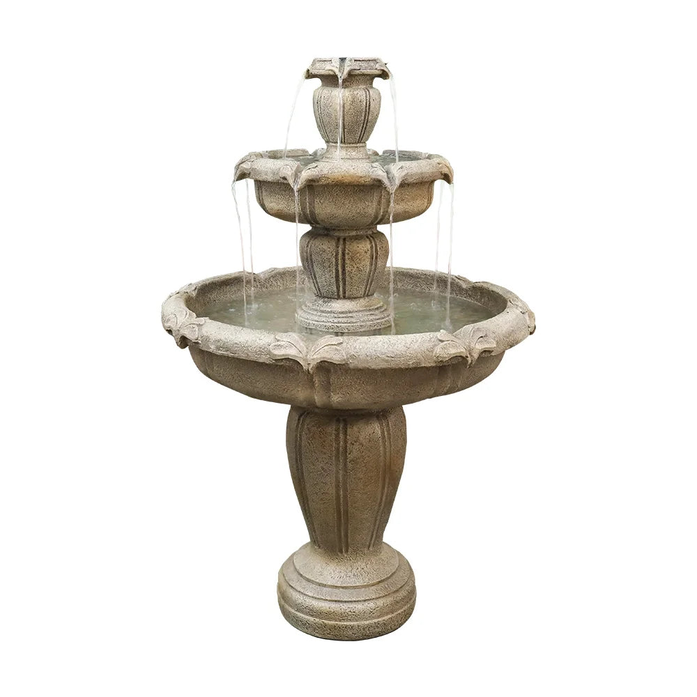 Indoor/Outdoor 3 - Tiers Concrete Floor Water Fountain with Electric Pump for Patio Lawn Home Decor - Product image 3