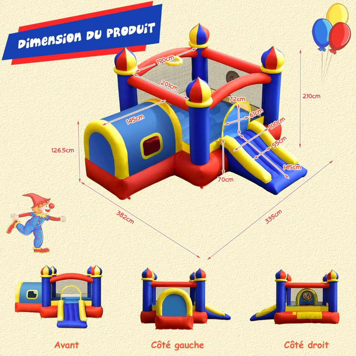 Inflatable Castle for Children with Bouncing Space Small House Slide Basketball Hoop (without inflator) -