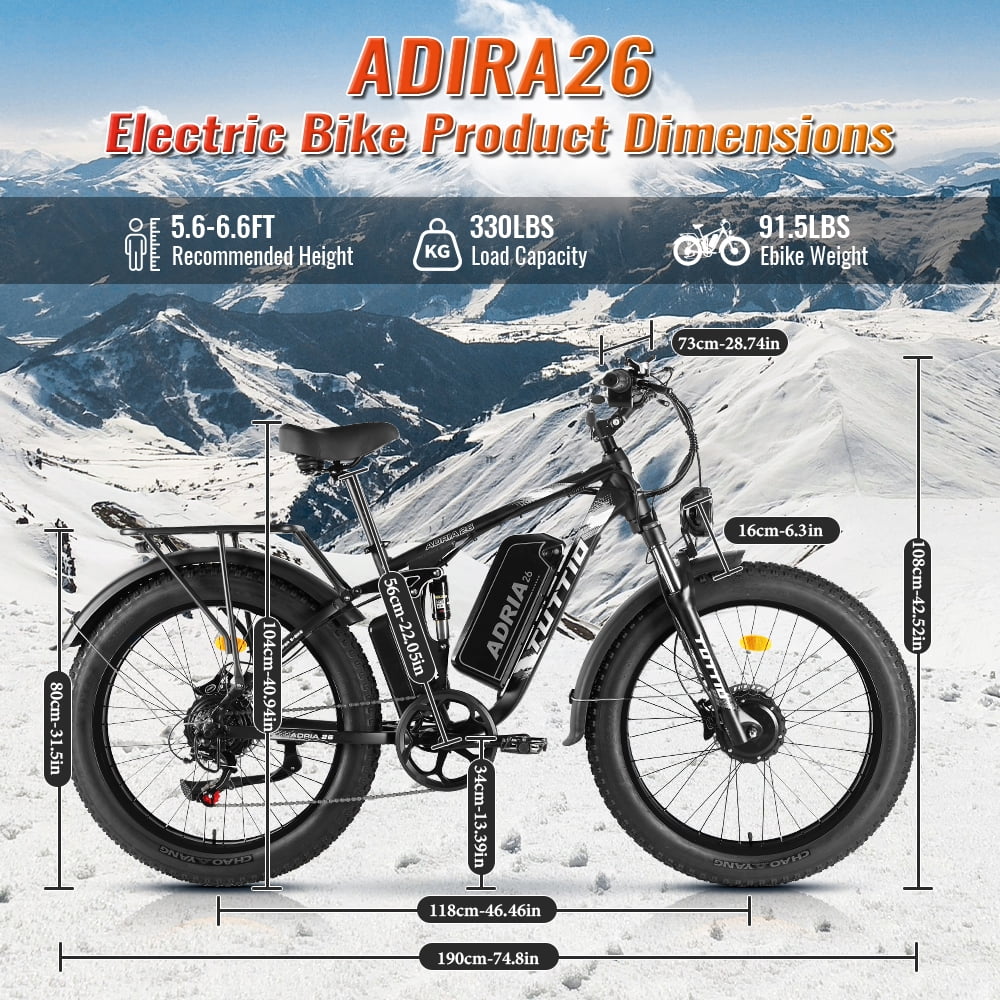 TUTTIO Adria26 5000W Electric Mountain Bike for Adults, 26" Fat Tire E - Bike for Men, 7 Speed, Max 46mph - Product image 7