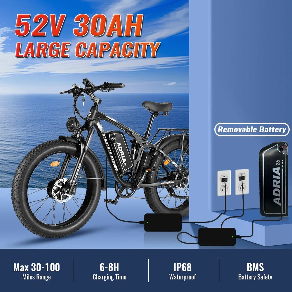 TUTTIO Adria26 5000W Electric Mountain Bike for Adults, 26" Fat Tire E - Bike for Men, 7 Speed, Max 46mph - Product image 5