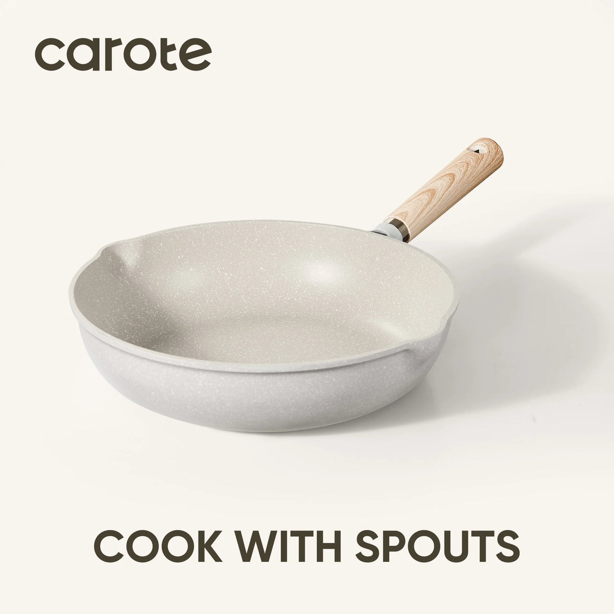 Carote Nonstick Cookware Set 21 - Piece, Kitchen Pots and Pans Set, Stay - Cool Handles, Induction Compatible, Cookware Set for RV and Camping, Beige