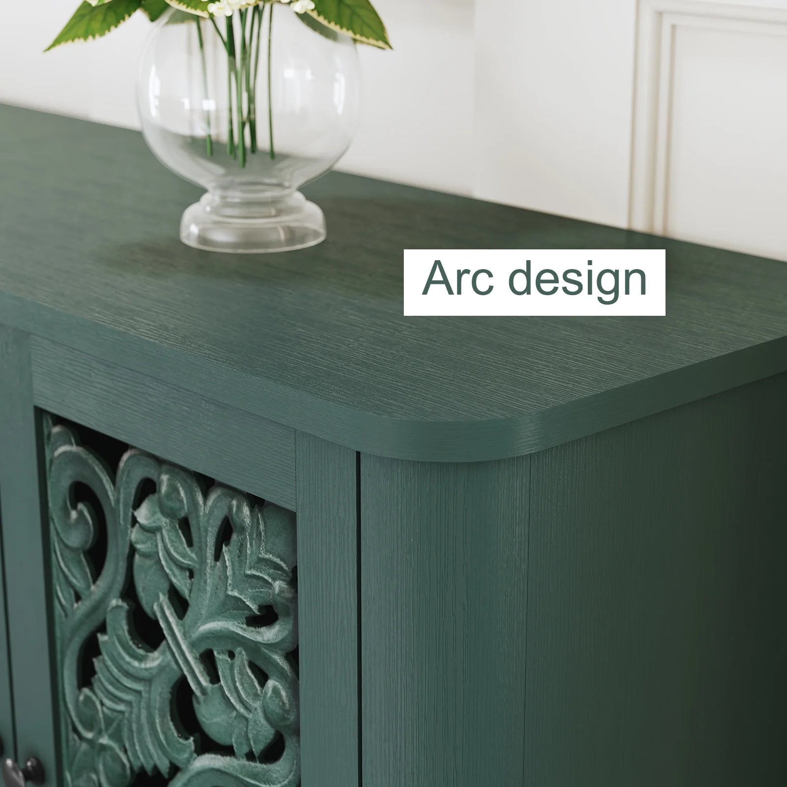 HLR 48" Accent Cabinet with 4 Doors, Vintage Hollow Carving Storage Credenza - Product image 97
