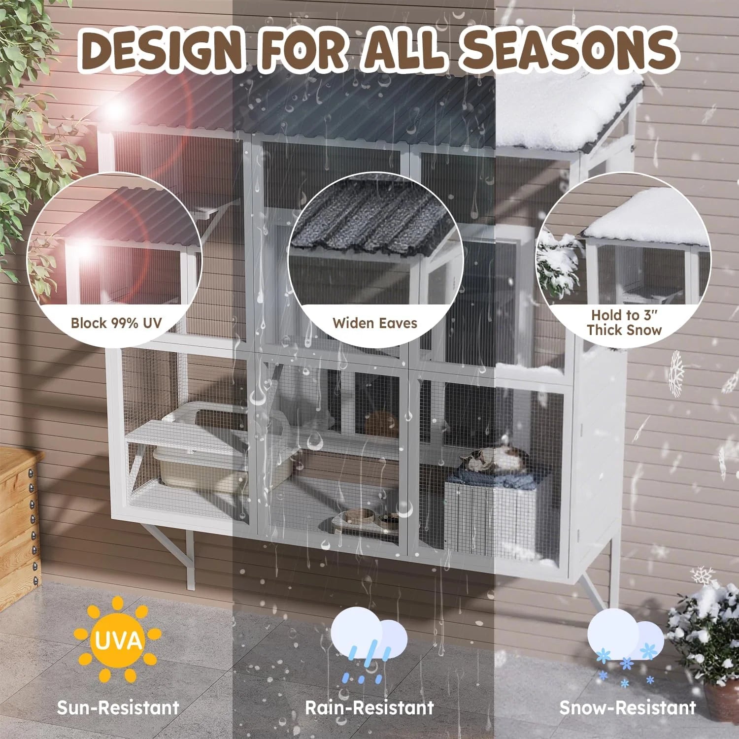 AECOJOY Catio Outdoor Cat Enclosure with Window Access, Large Window Catio Wood Cat House with 4 Platforms - Product image 17