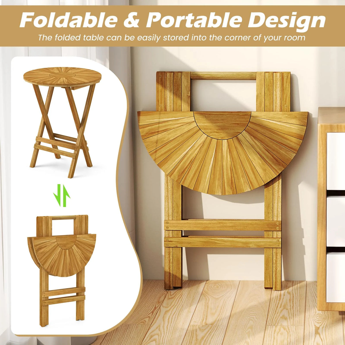 Tangkula 3 Pieces Folding Patio Bistro Set - Product image 6