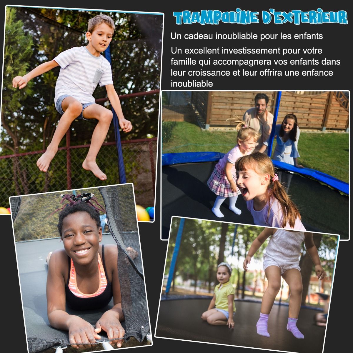 Outdoor Trampoline Ø366 cm Trampoline with Basketball Hoop Protective Net Trampoline for Children and Adults -