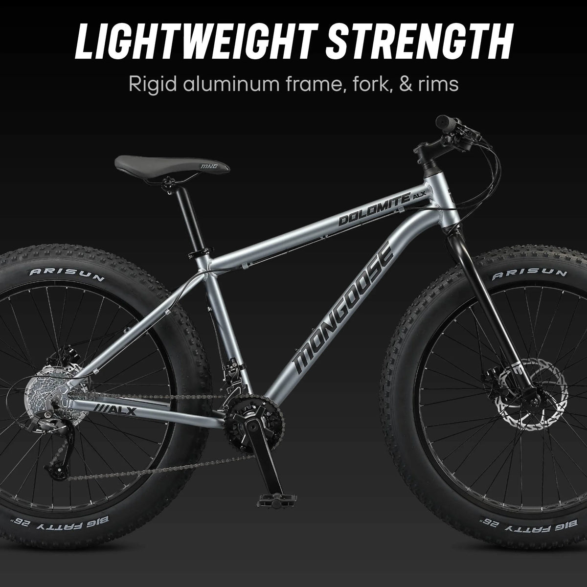 26" Mongoose Dolomite ALX Unisex Fat Tire Mountain Bike, Gray, Ages 12+ - Product image 13
