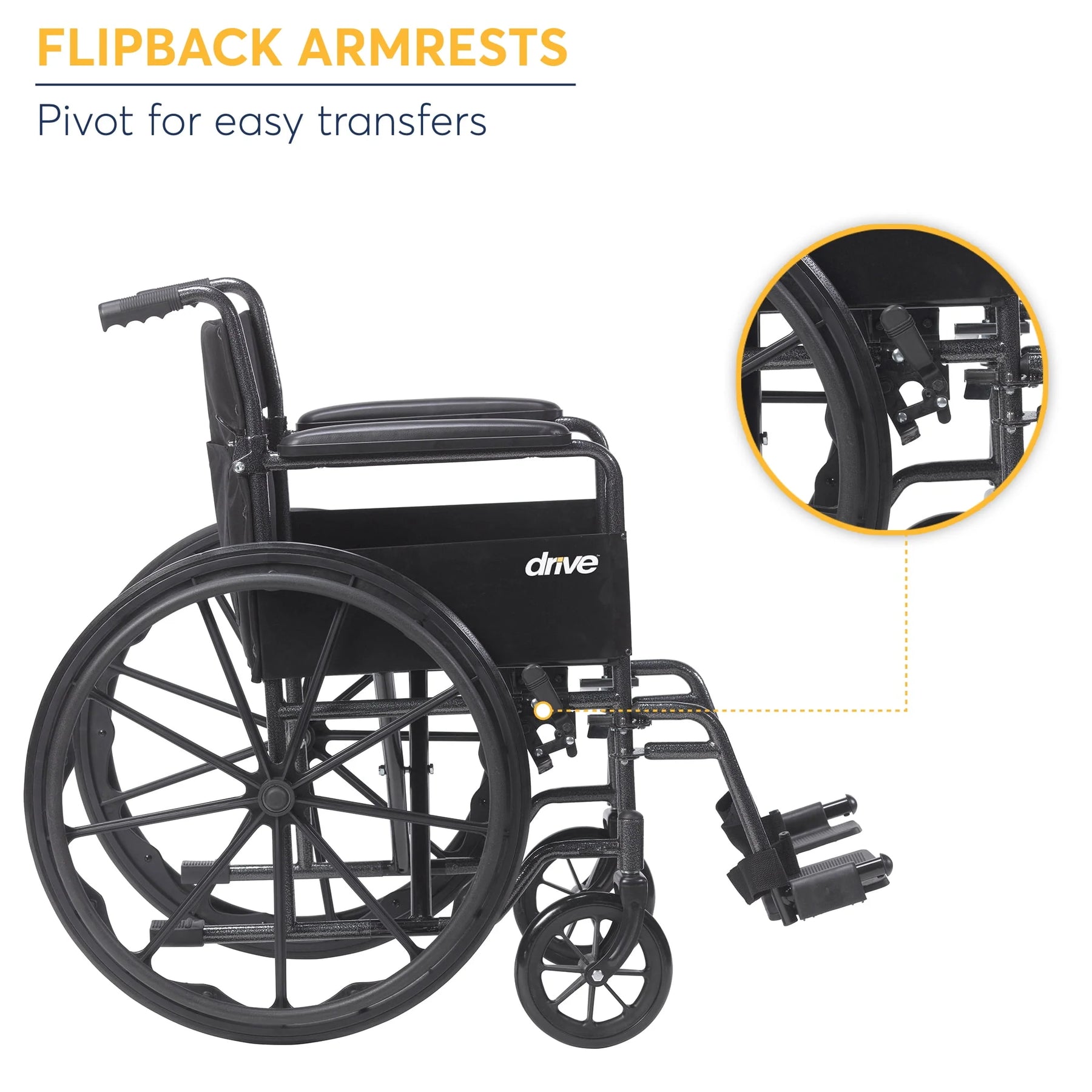 Silver Sport 1 Wheelchair with Full Arms and Swing Away Removable Footrest - Product image 2