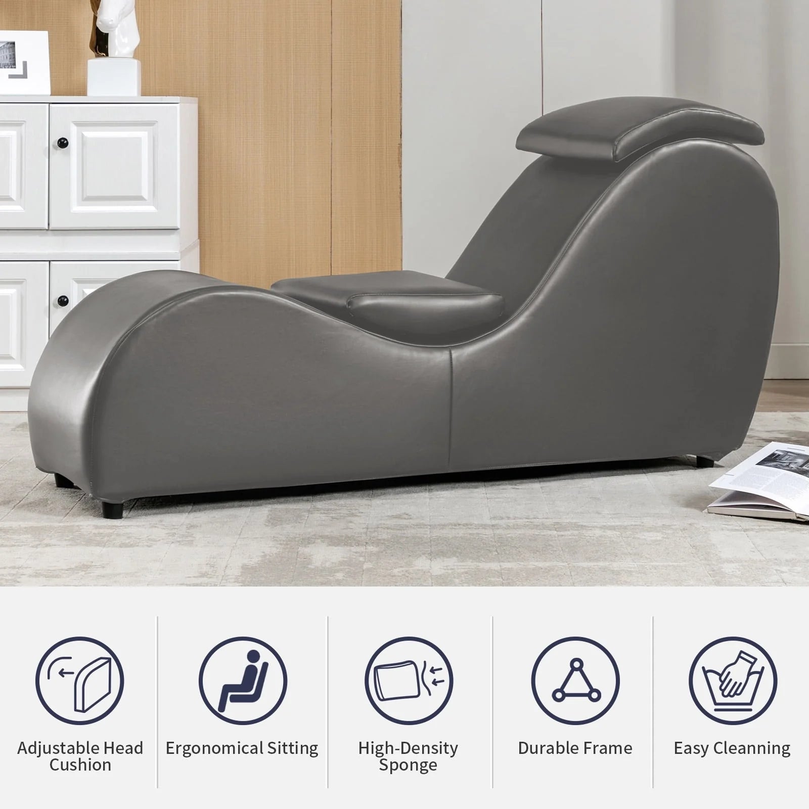 MUZZ Yoga Chair, Curved Yoga Chaise Lounge for Adults Stretching Exercising Relaxing - Product image 6