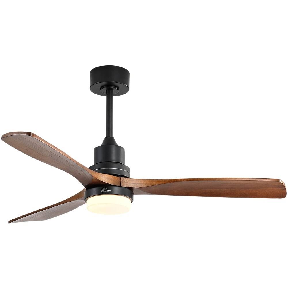 52 inch Indoor and Outdoor Downrod Solid Wood Ceiling Fan with Remote, Integrated Light Optional - Product image 1