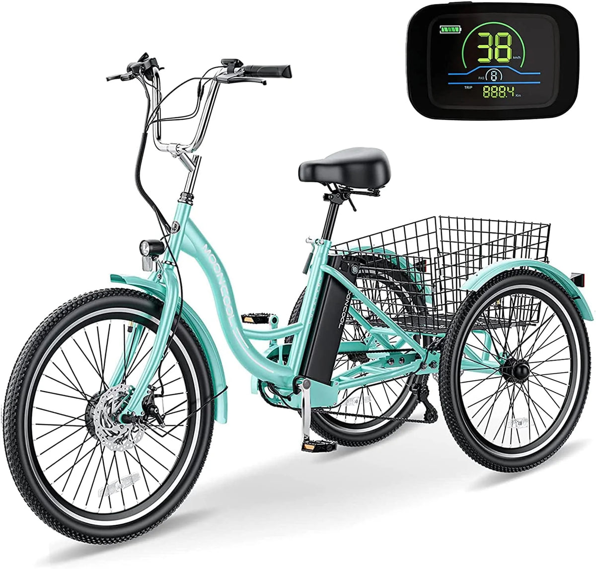 MOONCOOL Electric Tricycle, 350W 36V 24 in 7 Speeds 3 Wheels Electric Bikes for Adults - Product image 11