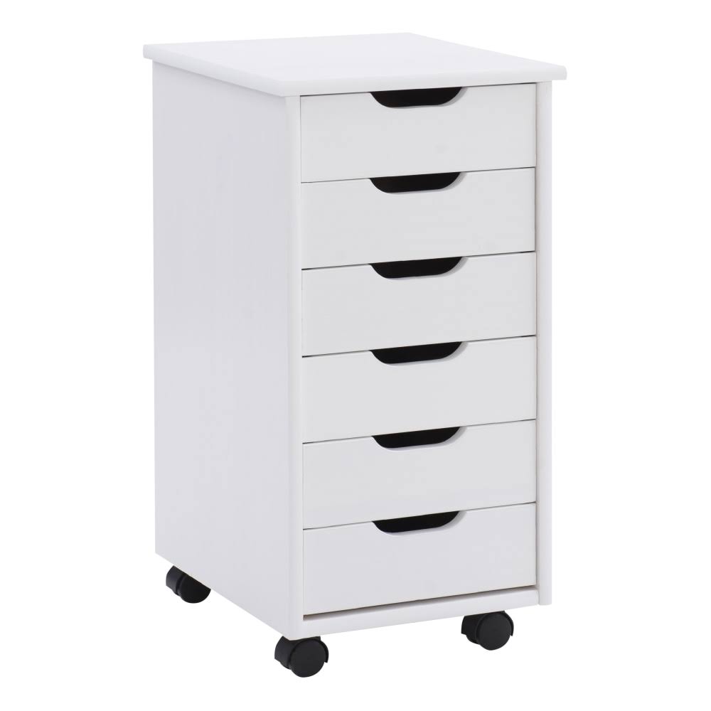 LinonCasimer 6-Drawer Rolling Home Office Storage Cart, White - Product image 1