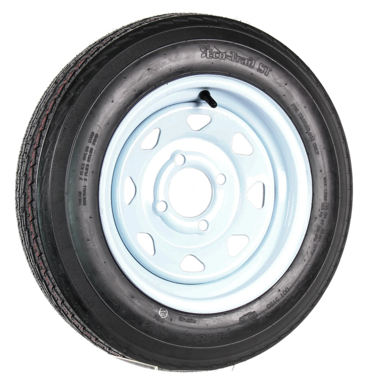 Ecustomrim 2 - Pack Trailer Tires on Rims 4.80 - 12 480 - 12 4.80 x 12 Load B 4 Lug White Wheel