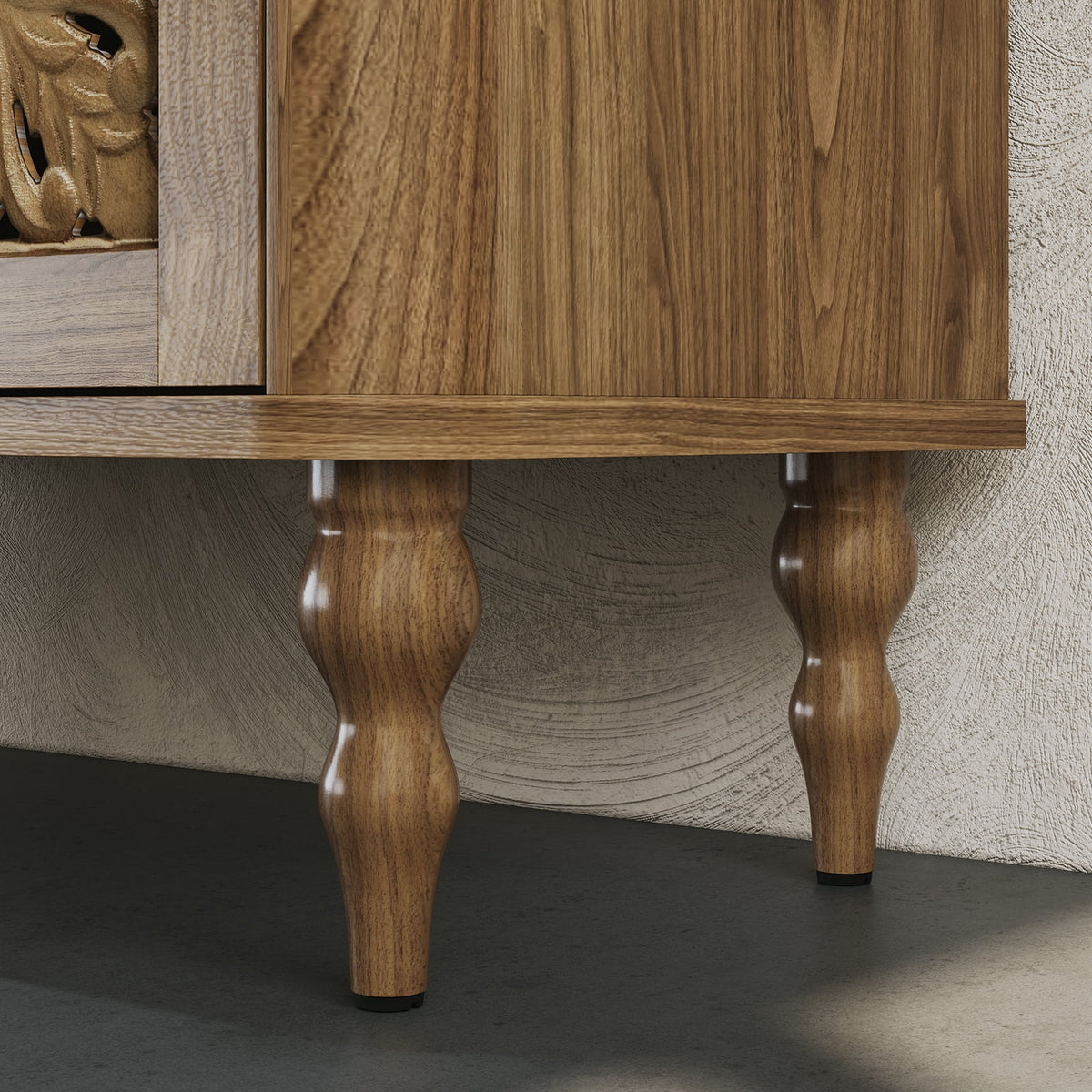HLR 48" Accent Cabinet with 4 Doors, Vintage Hollow Carving Storage Credenza - Product image 28