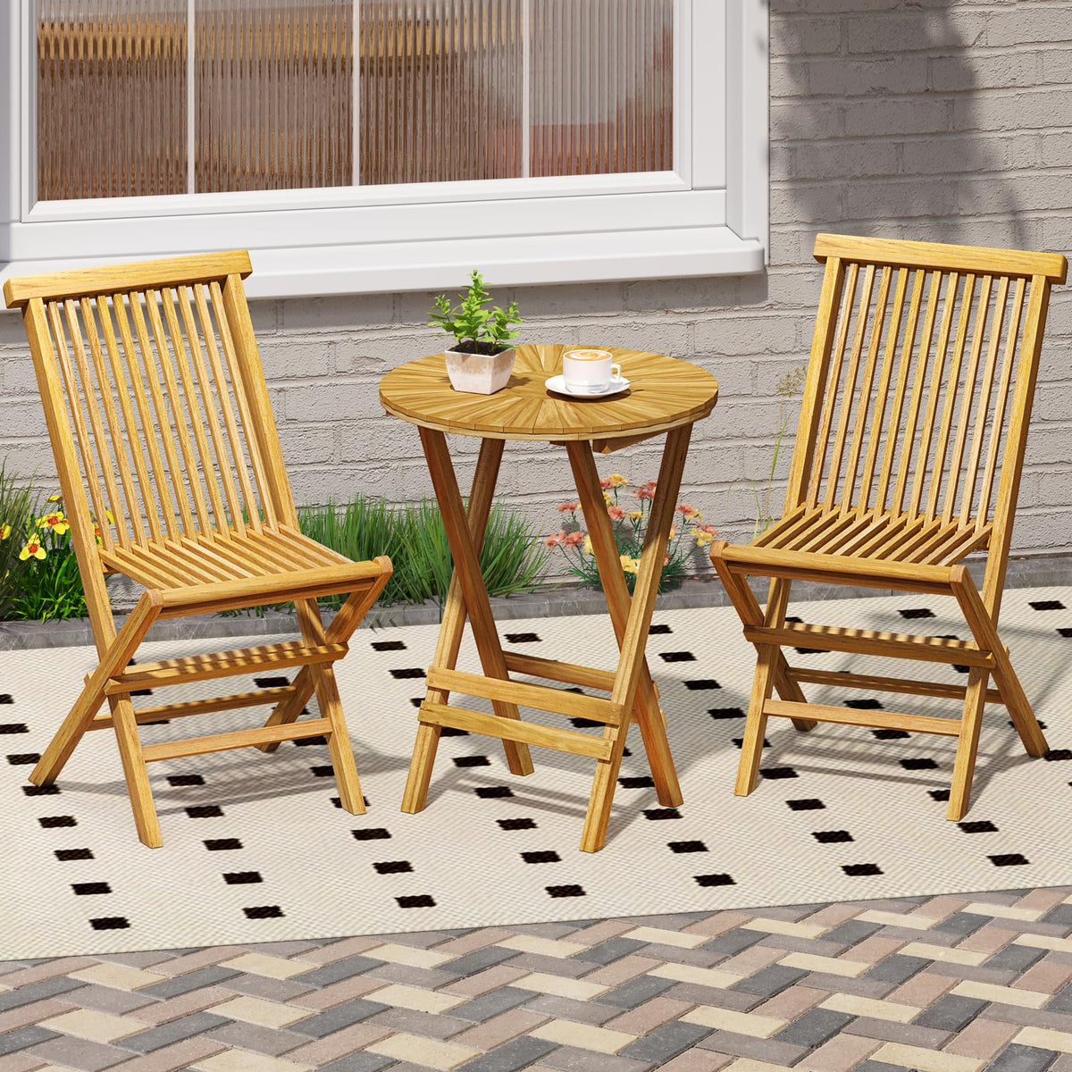 Tangkula 3 Pieces Folding Patio Bistro Set - Product image 3