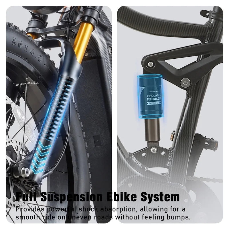 Dual Motors AWD 2000W Electric Bike for Adult 26'', UL2849 48V 30AH Removable Battery E - Product image 20