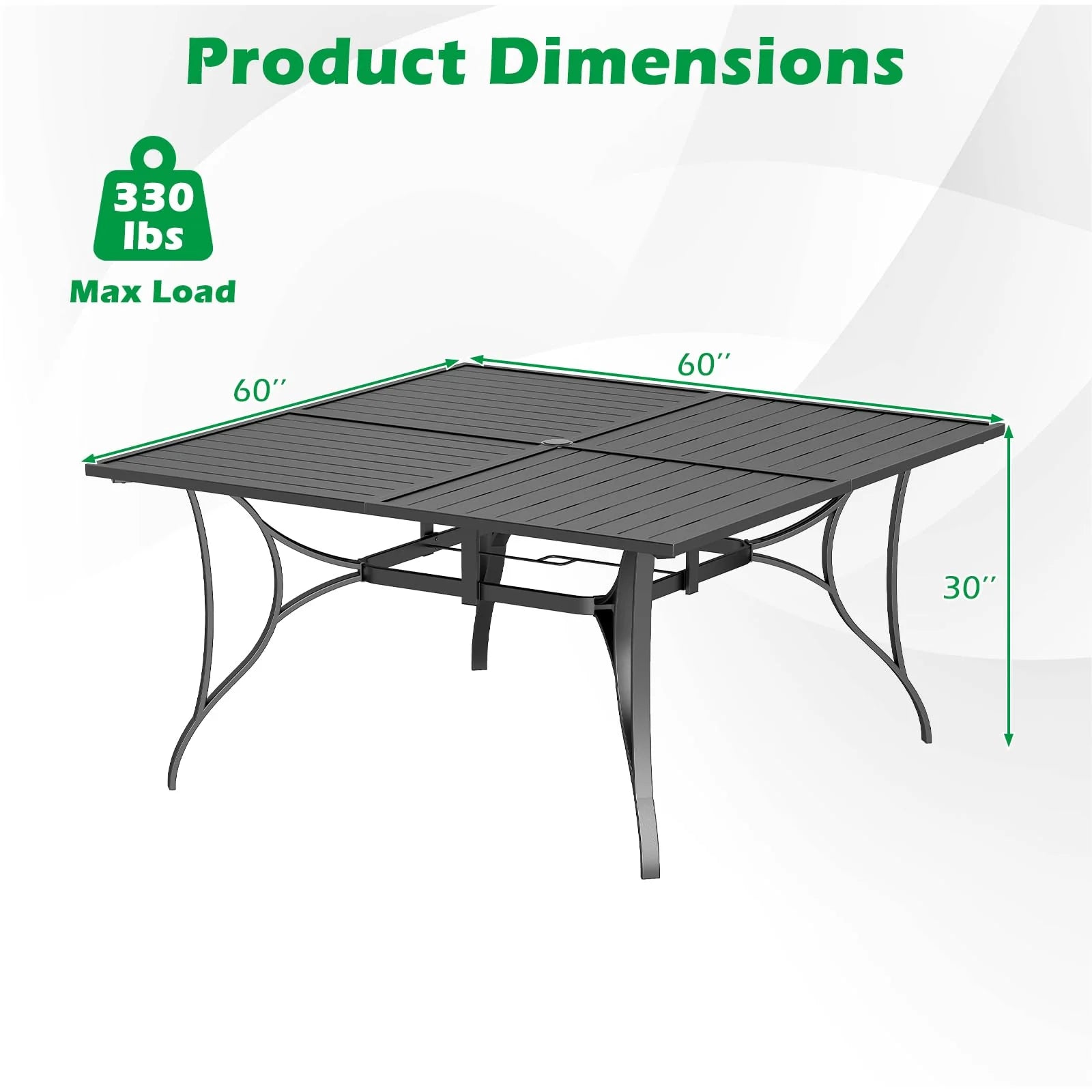 Tangkula 60" x 60" Metal Patio Dining Table for 8(60" x 60") - Product image 3