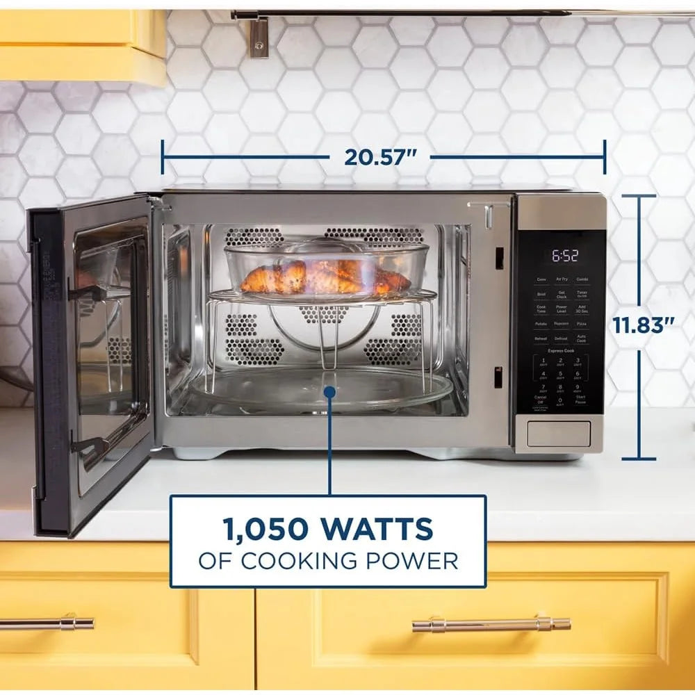 Open Box GE 3 - in - 1 Microwave Oven, 1, 050 Watts Air Fryer, Broiler and Convection Mode, Child - Product image 2