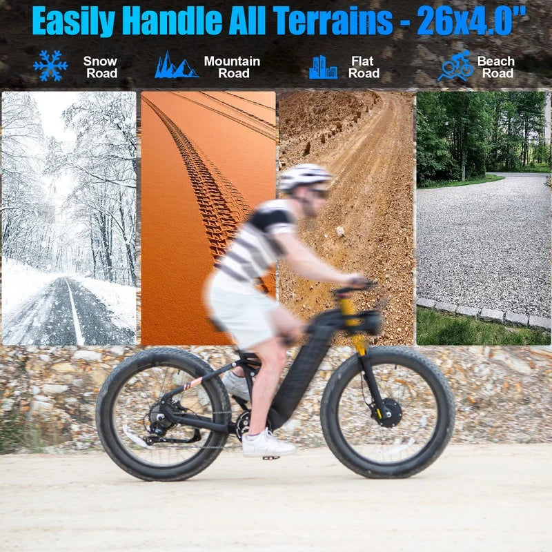 Dual Motors AWD 2000W Electric Bike for Adult 26'', UL2849 48V 30AH Removable Battery E - Product image 6