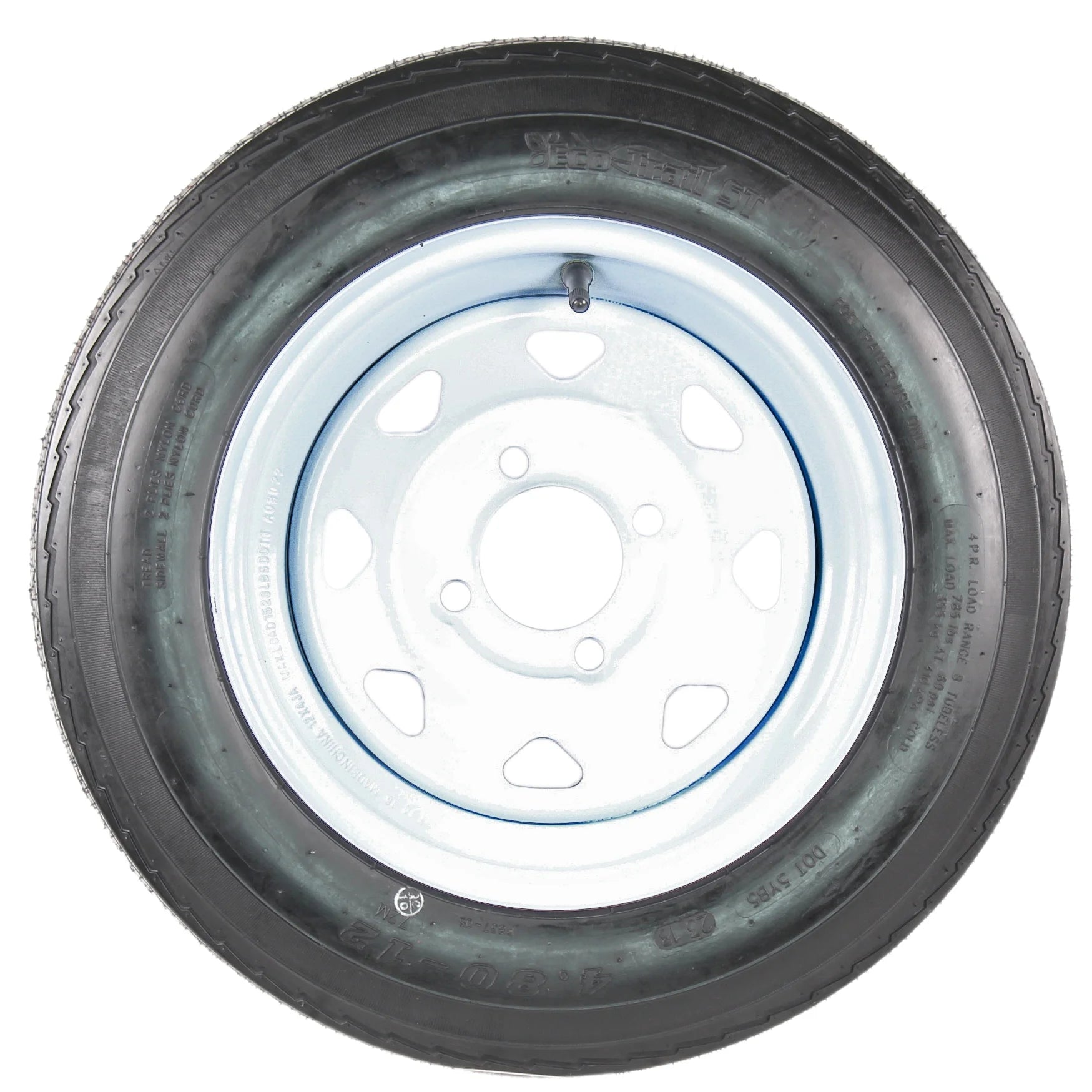 Ecustomrim 2 - Pack Trailer Tires on Rims 4.80 - 12 480 - 12 4.80 x 12 Load B 4 Lug White Wheel
