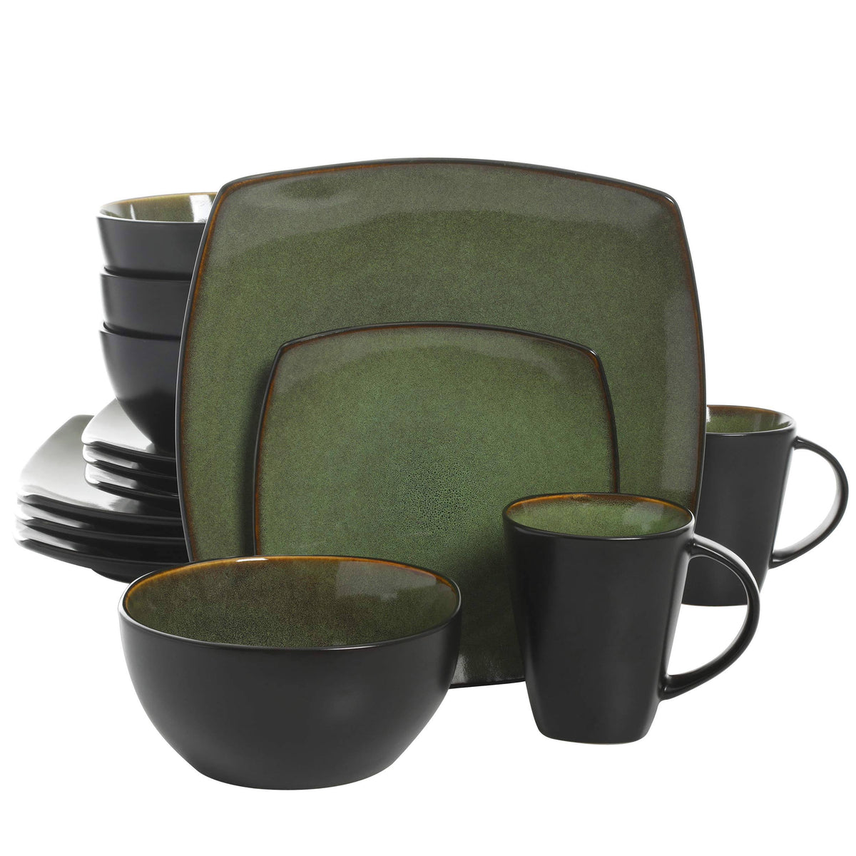 Soho Lounge 16 Piece Dinnerware Set Gibson Elite Color: Green - Product image 1