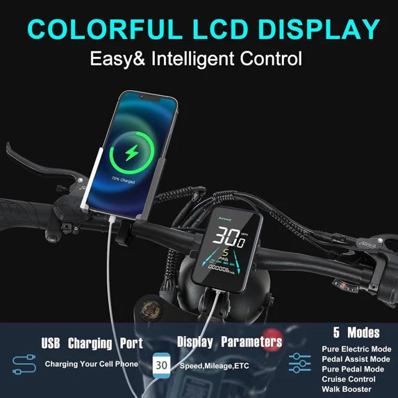 Dual Motors AWD 2000W Electric Bike for Adult 26'', UL2849 48V 30AH Removable Battery E - Product image 13