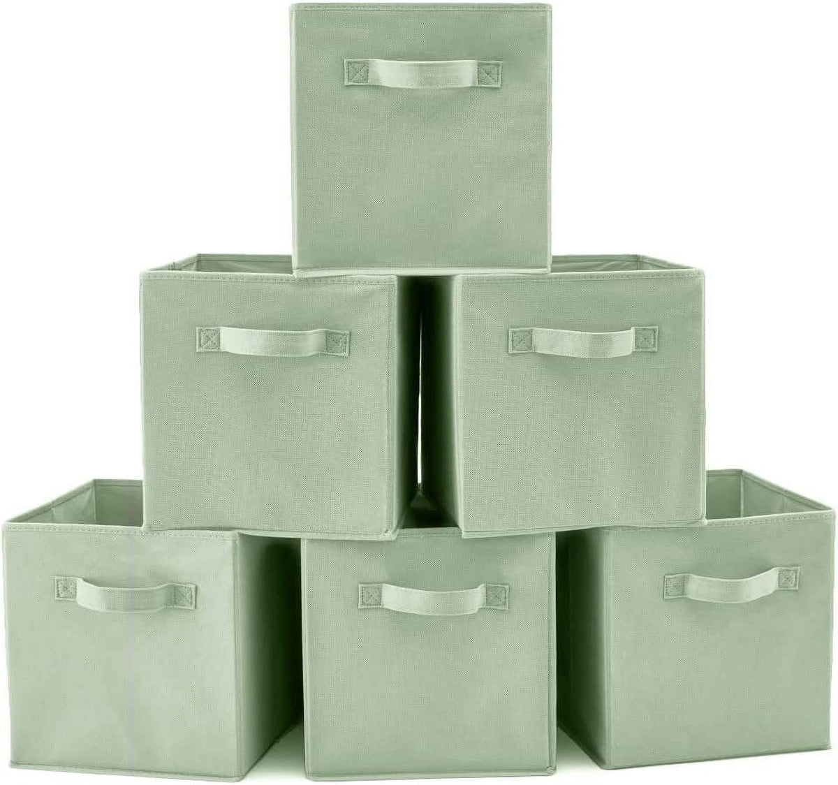 EZOWare Set of 6 Foldable Fabric Basket Bins 10.5"x10.5"x11" Collapsible Storage Organizer Cube with Handle - Product image 1