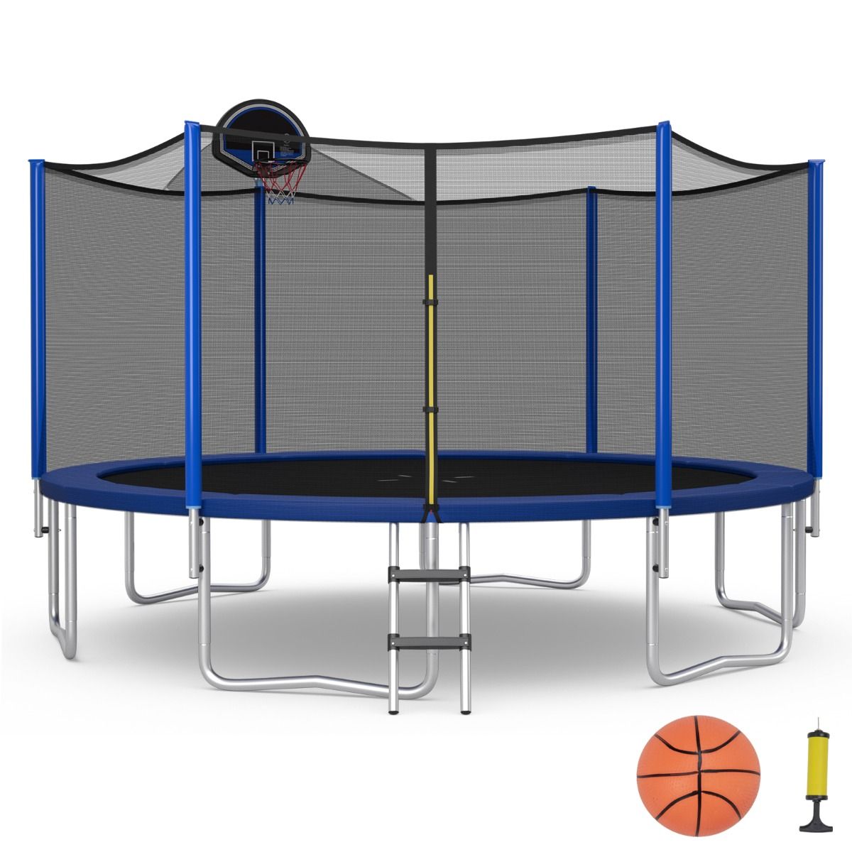 Outdoor Trampoline Ø366 cm Trampoline with Basketball Hoop Protective Net Trampoline for Children and Adults -