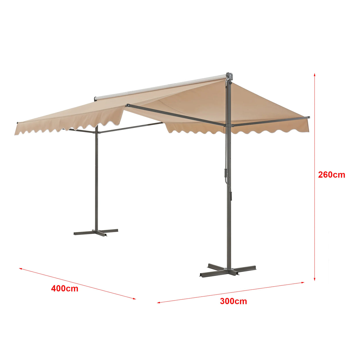 Self-supporting double slope awning 400 x 300 x 260 cm sand 03_0008295 -