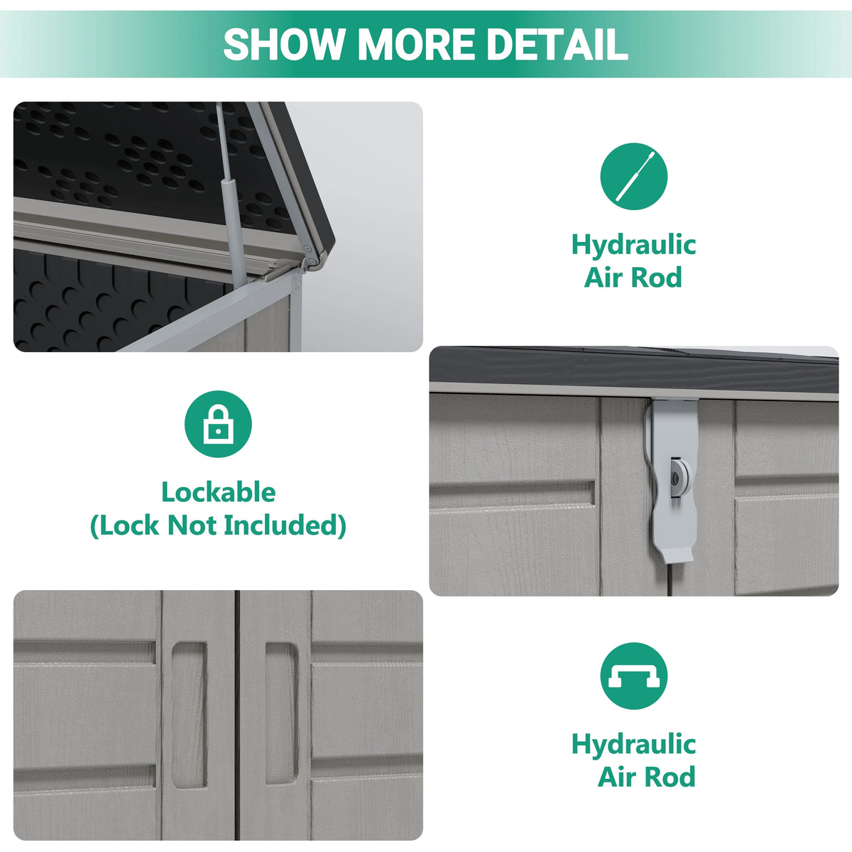 51 cu ft Outdoor Storage Shed, Resin Storage Cabinet with Door & Lock, Multi - Product image 6