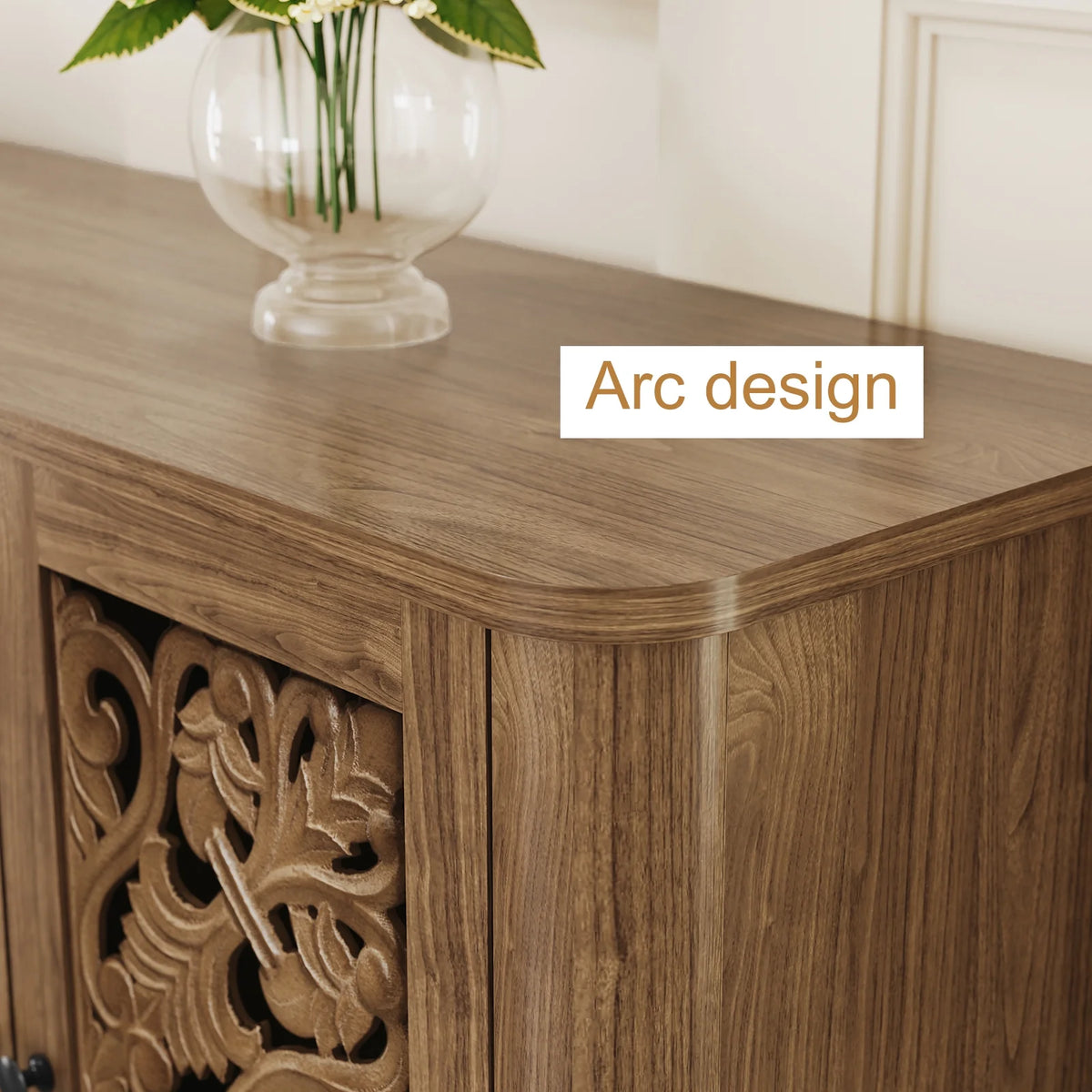 HLR 48" Accent Cabinet with 4 Doors, Vintage Hollow Carving Storage Credenza - Product image 29