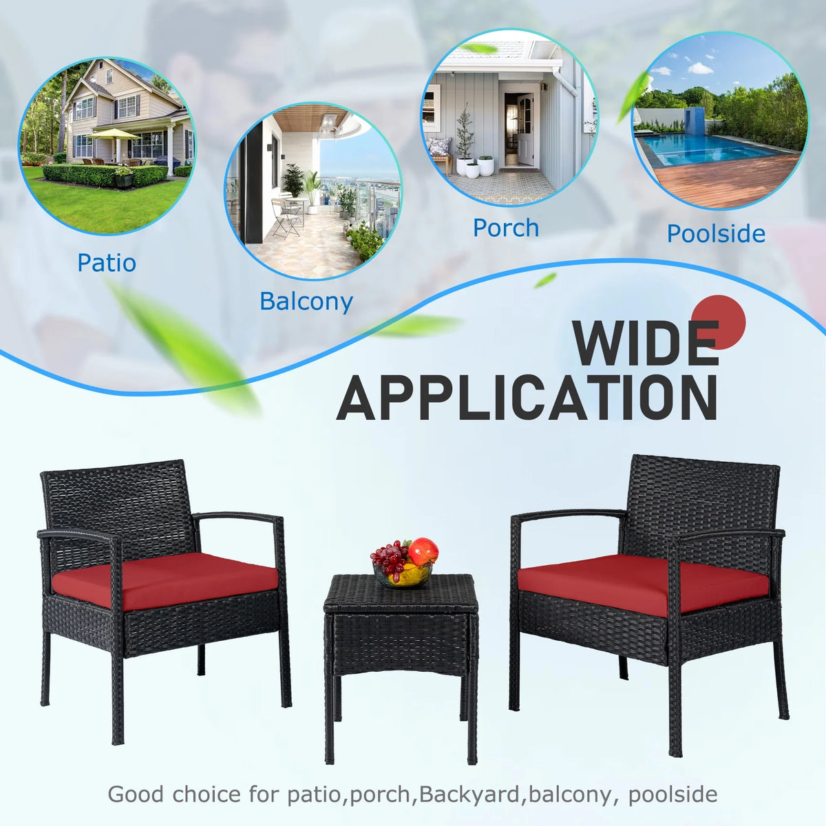 Tappio Outdoor Furniture 3 Piece Patio Bistro Furniture Set, Rattan Conversation Chairs Set with Side - Product image 13