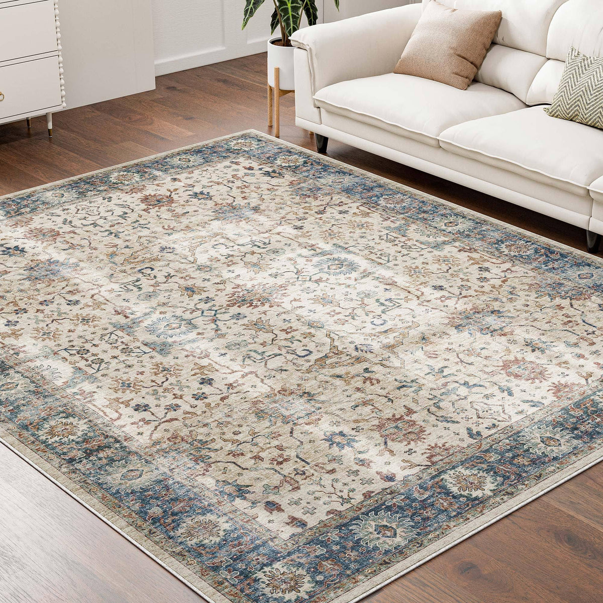 Belleze Boho Washable Rug, 8'x10' Area Rug Non Slip Indoor Door Mat for Kitchen, Entrance, Living Room - Product image 1
