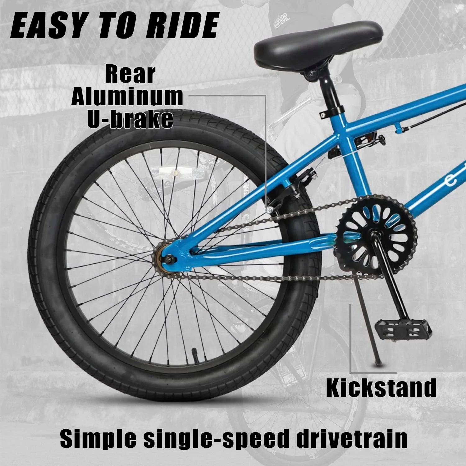 Cubsala 20 in Kids BMX Bike Freestylefor Age 6 - 14 Years Old Boys Girls with 4 Pegs, Black with Red Tires - Product image 49