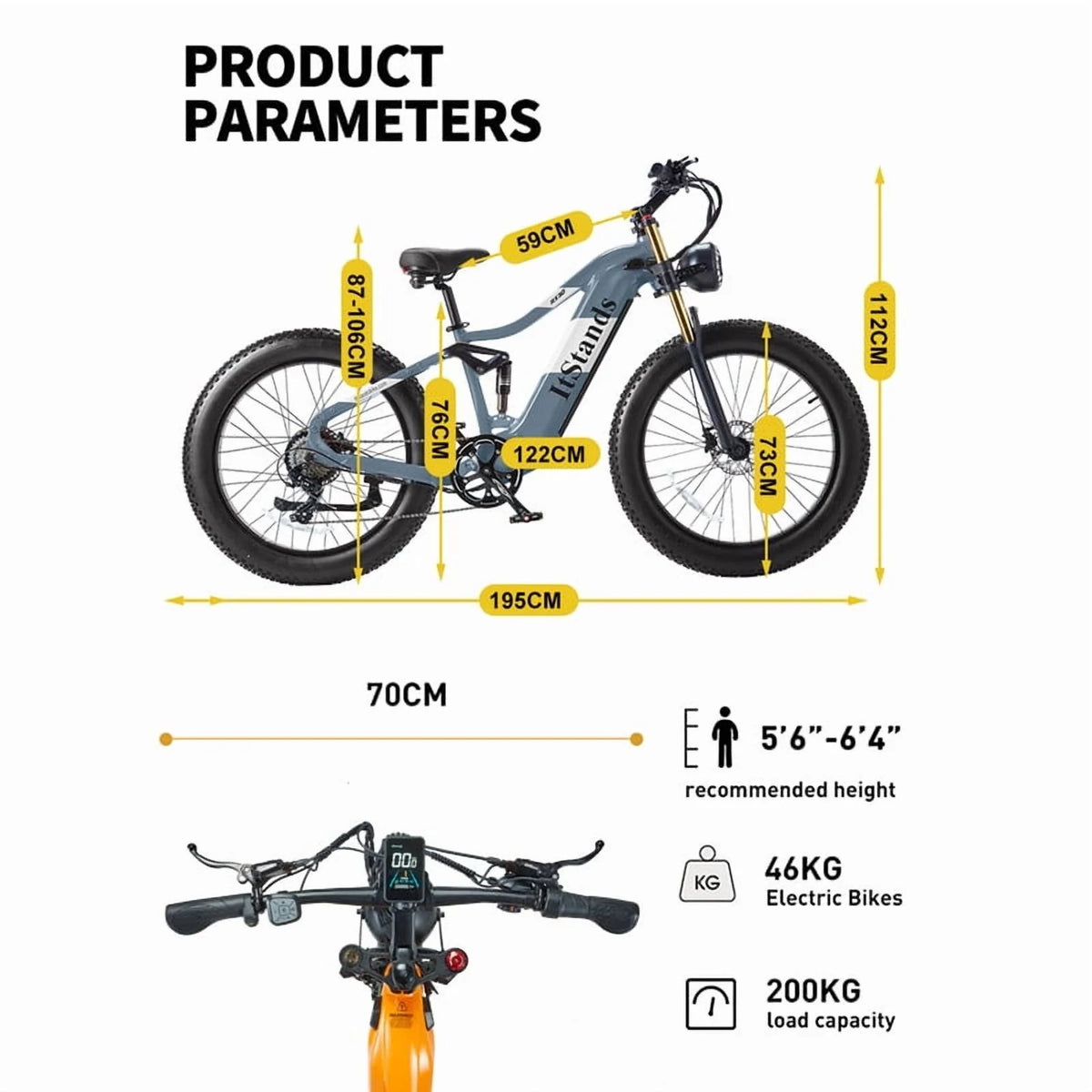 Dual Motors AWD 2000W Electric Bike for Adult 26'', UL2849 48V 30AH Removable Battery E - Product image 34